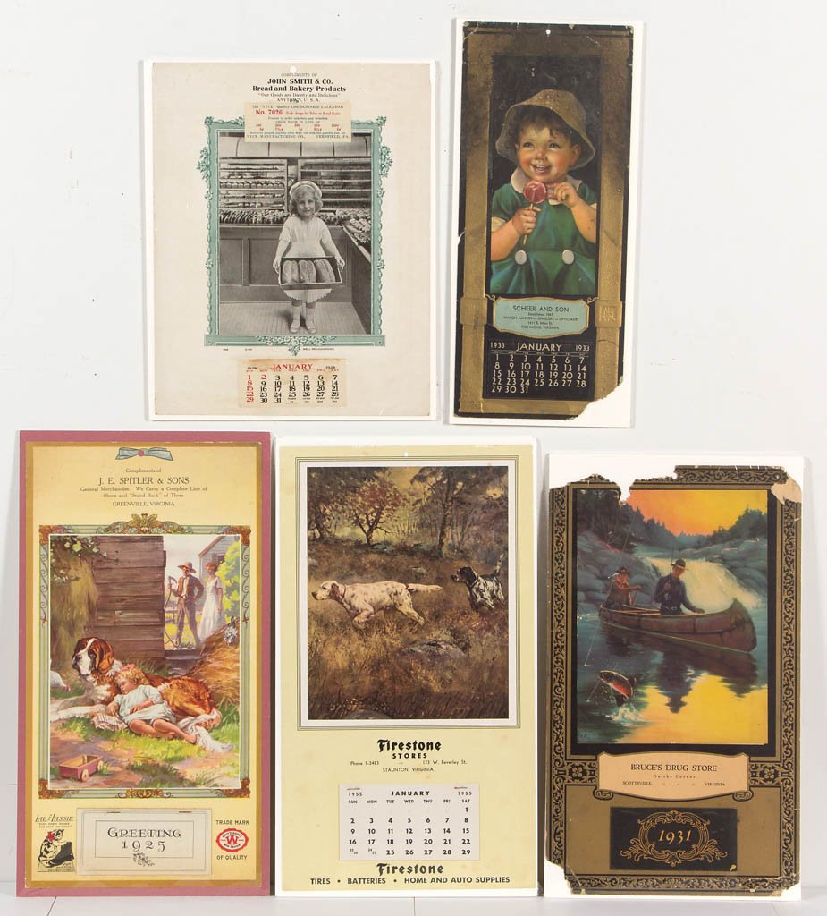 VIRGINIA ADVERTISING CALENDARS, LOT OF FOUR (1 of 1)
