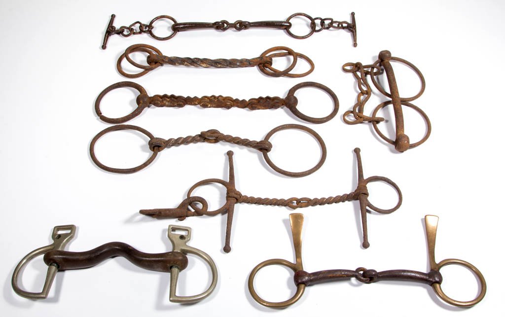 ASSORTED METAL HORSE BITS, LOT OF EIGHT (1 of 1)