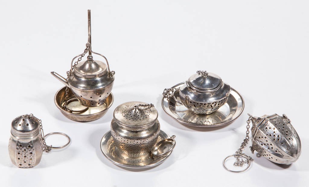 AMERICAN STERLING SILVER TEA BALLS, LOT OF FIVE (1 of 1)