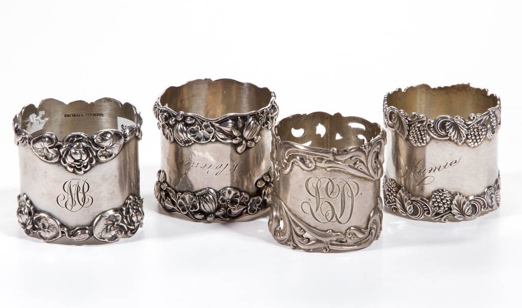 AMERICAN STERLING SILVER NAPKIN RINGS, LOT OF FOUR (1 of 1)