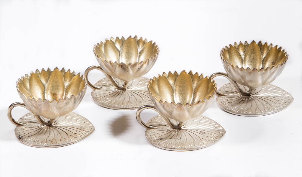 MERIDEN SILVER-PLATED FIGURAL OPEN SALTS, SET OF FOUR (1 of 1)