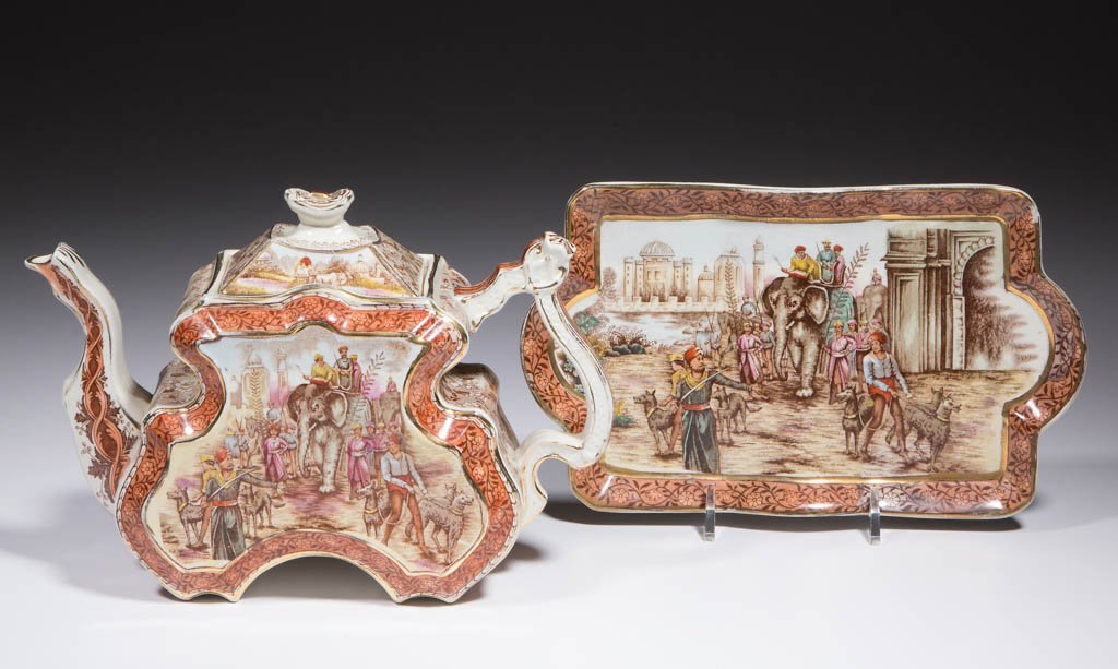 ENGLISH INDIAN DESIGN TRANSFER-PRINTED CERAMIC TEAPOT (1 of 1)