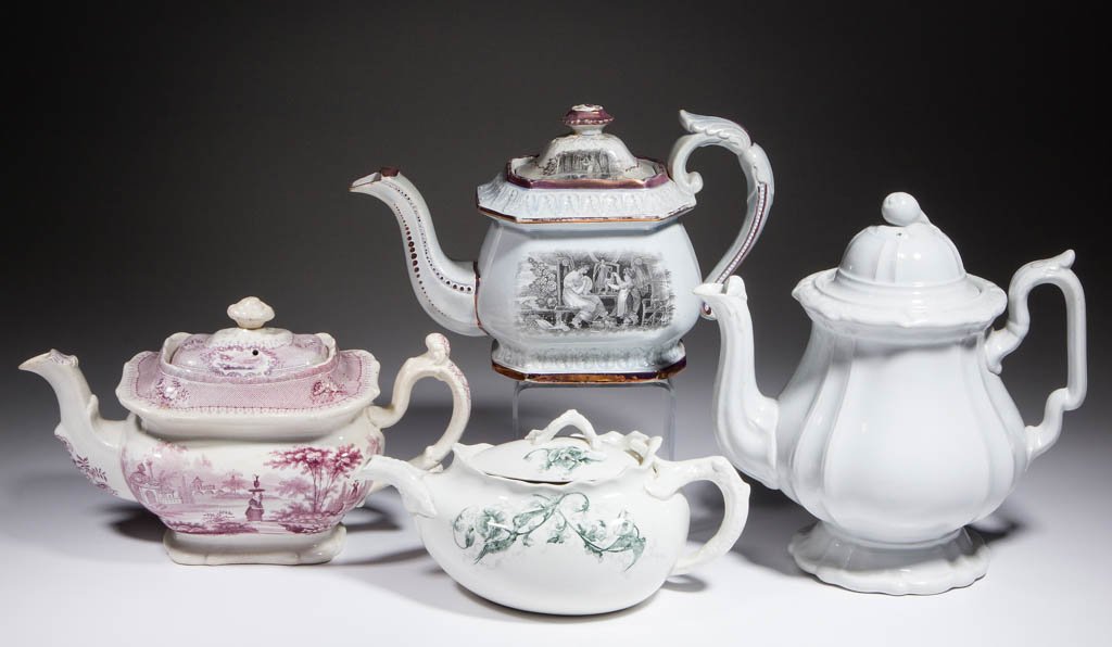 ENGLISH IRONSTONE CERAMIC TEAPOTS, LOT OF FOUR (1 of 1)