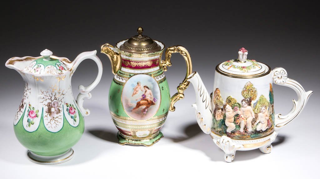 CONTINENTAL CERAMIC TEAPOTS, LOT OF THREE (1 of 1)