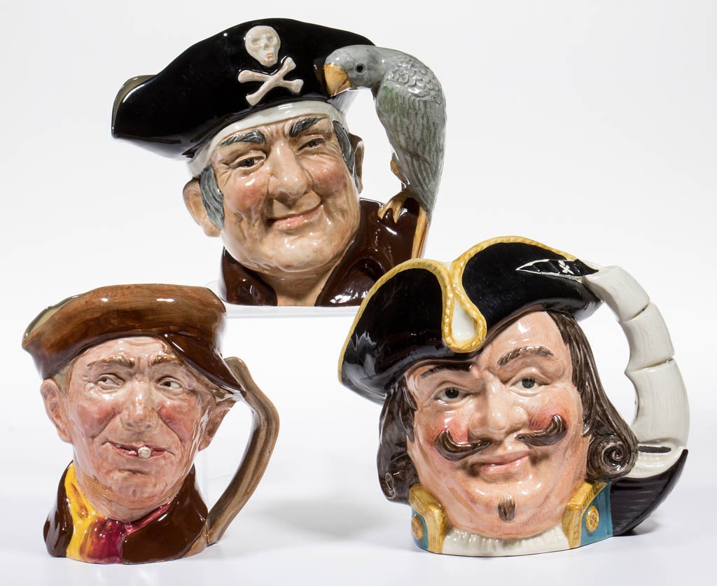 ENGLISH ROYAL DOULTON CERAMIC TOBY MUGS, LOT OF THREE (1 of 1)