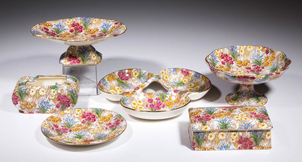 ENGLISH WINTON CHINTZ CERAMIC ARTICLES, LOT OF SIX (1 of 1)