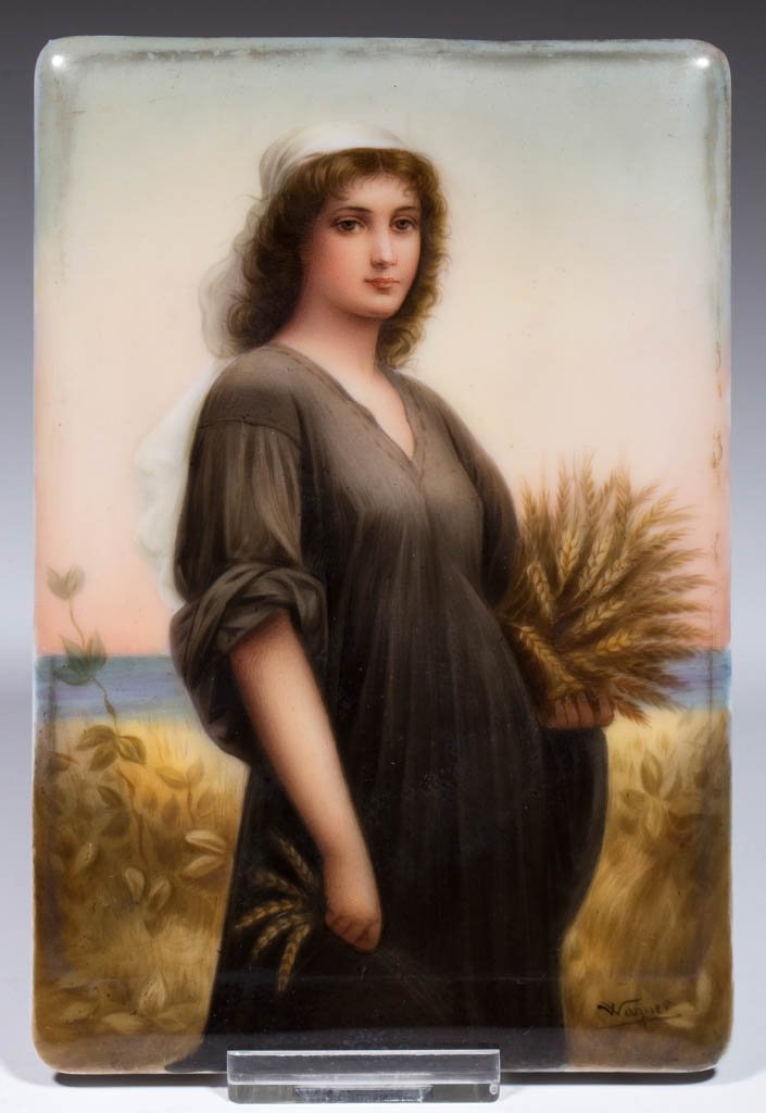 GERMAN HAND-PAINTED PORTRAIT CERAMIC PLAQUE (1 of 4)