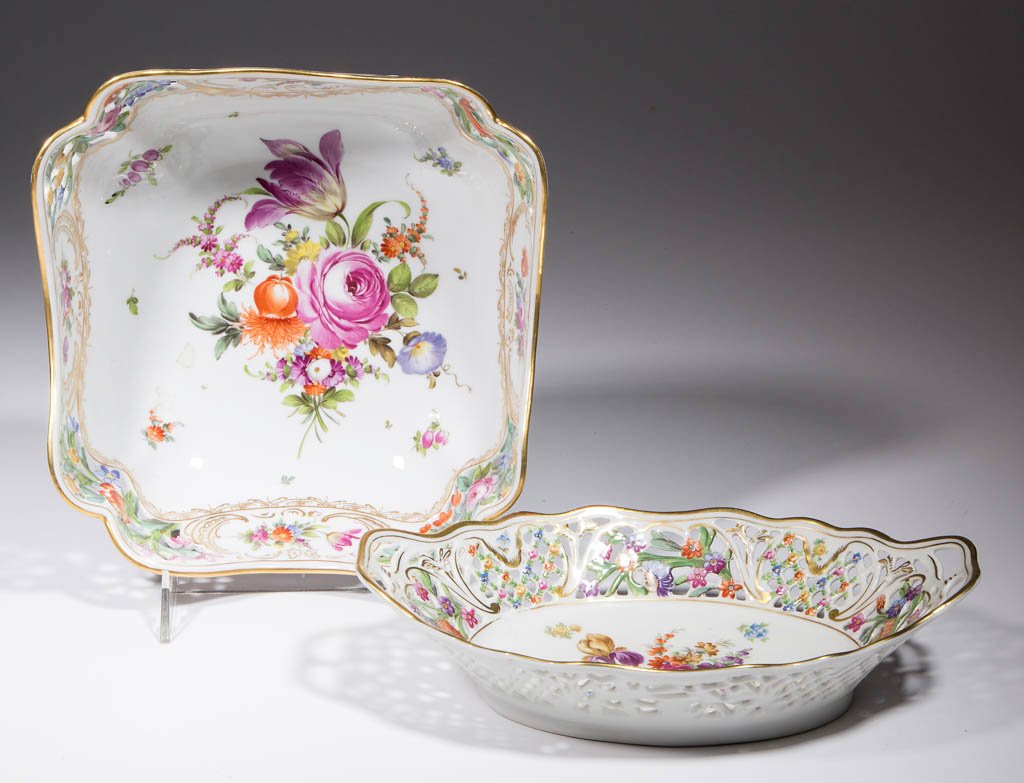 DRESDEN CERAMIC SERVING ARTICLES, LOT OF TWO (1 of 3)