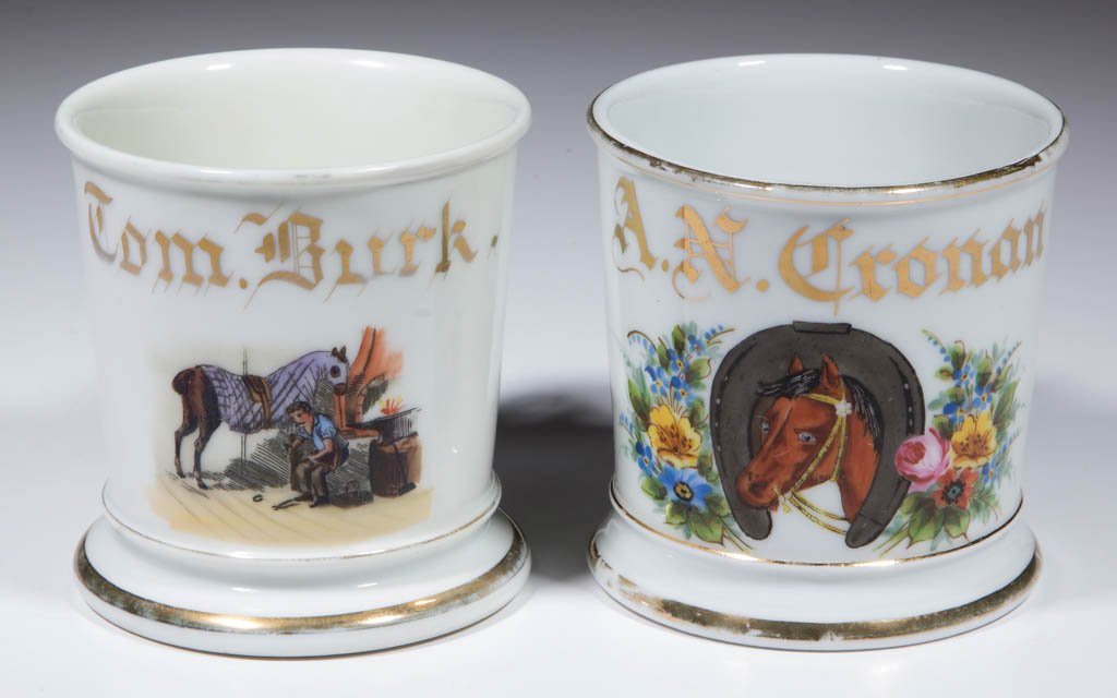 ASSORTED OCCUPATIONAL CERAMIC SHAVING MUGS, LOT OF TWO (1 of 1)