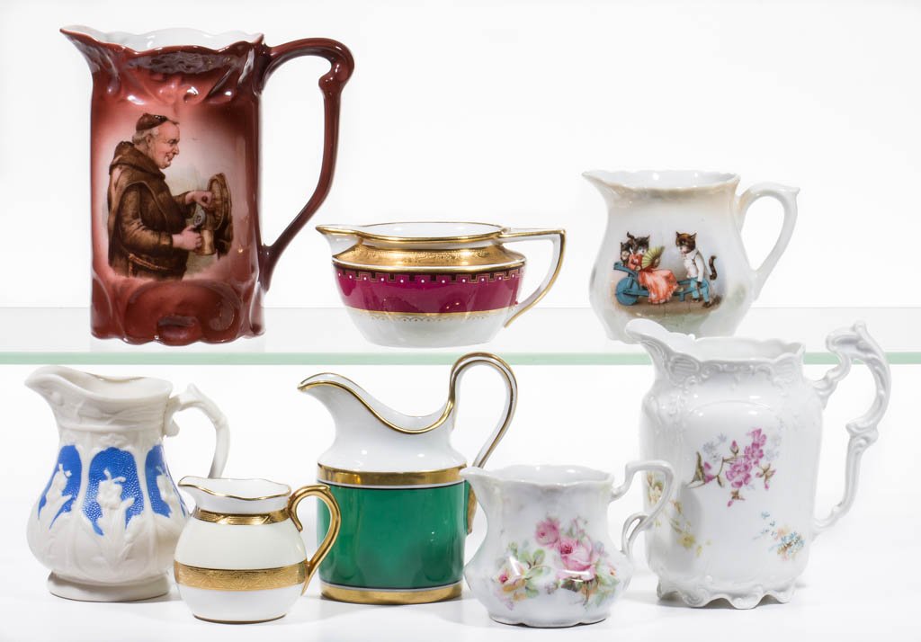 ASSORTED CERAMIC PITCHERS AND CREAMERS, LOT OF EIGHT (1 of 1)
