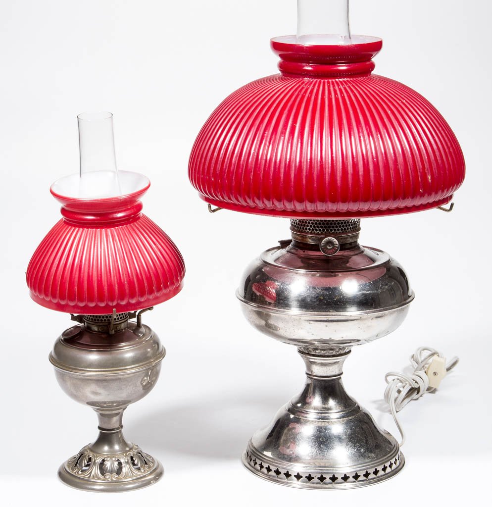 ASSORTED NICKEL-PLATED STAND LAMPS, LOT OF TWO (1 of 1)