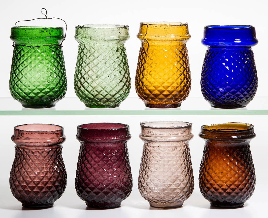 ASSORTED DIAMOND-PATTERN GLASS CHRISTMAS LIGHTS, LOT OF (1 of 1)