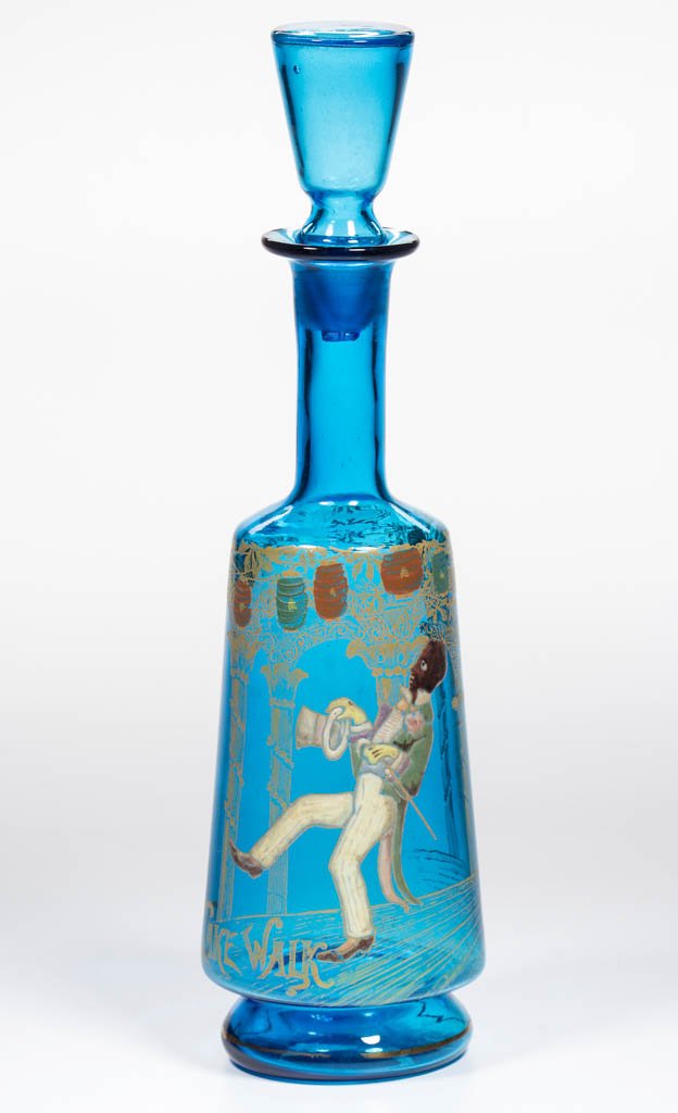 BLACK AMERICANA DECORATED BLOWN DECANTER / BOTTLE (1 of 1)