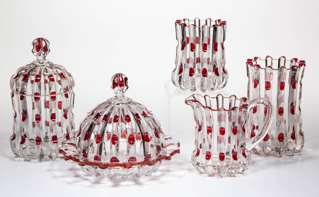 BROKEN COLUMN - RUBY-STAINED FIVE-PIECE TABLE SET (1 of 1)