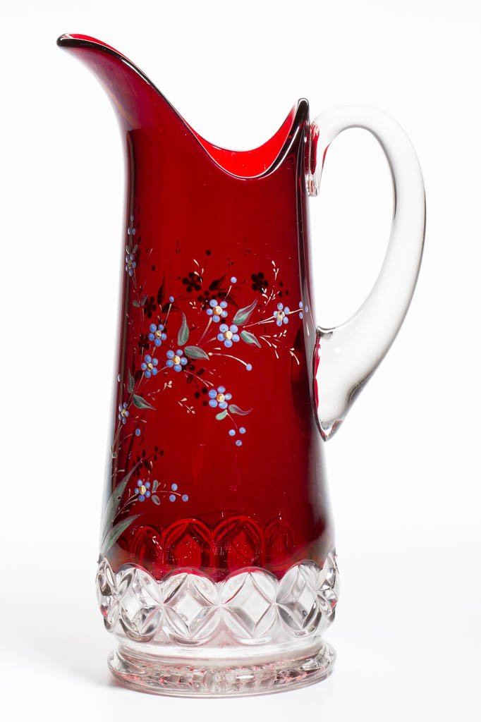 HERO / RUBY ROSETTE - RUBY-STAINED WATER PITCHER (1 of 1)