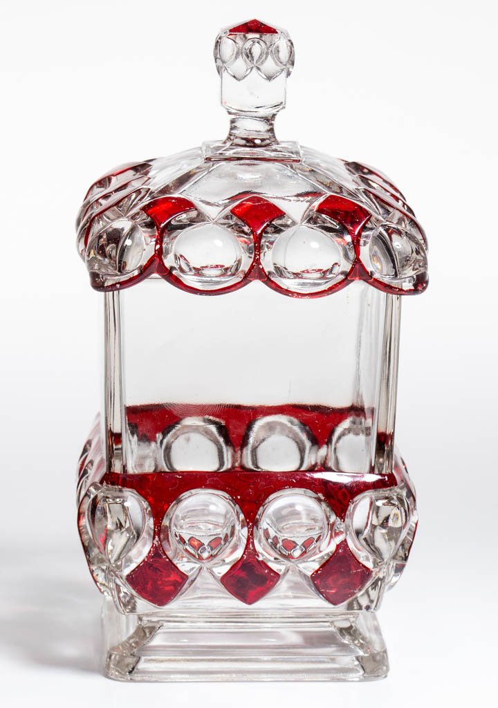 HUNTINGTON'S PEARL - RUBY-STAINED COVERED SUGAR BOWL (1 of 1)