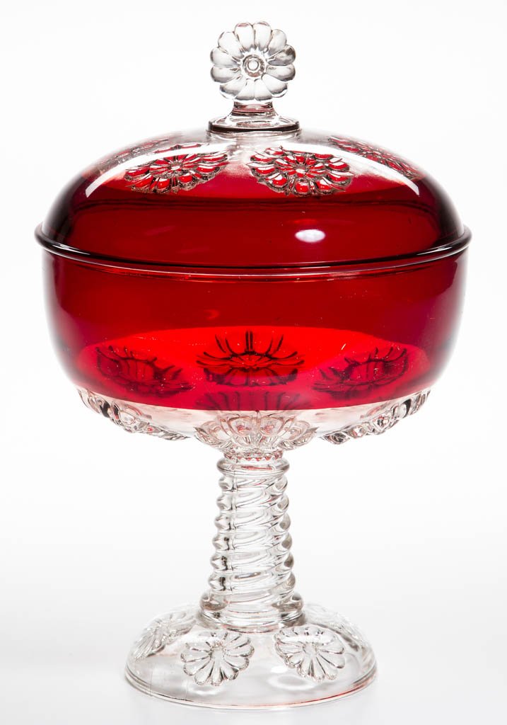 RIVERSIDE NO. 408 / DOUBLE DAISY - RUBY-STAINED COVERED (1 of 1)