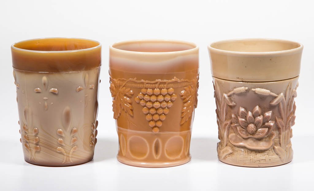 ASSORTED CHOCOLATE GLASS TUMBLERS, LOT OF THREE (1 of 1)