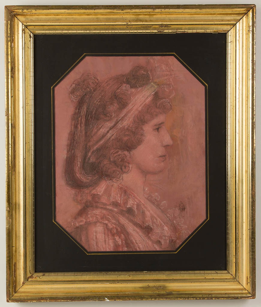 AMERICAN OR EUROPEAN SCHOOL PORTRAIT OF A LADY: AMERICAN OR EUROPEAN SCHOOL PORTRAIT OF A LADY, charcoal on paper, in the manner of Charles Balthazar Julien Fevret de Saint-Memin (French-American, 1770-1852), a bust-length depiction of sitter in pr