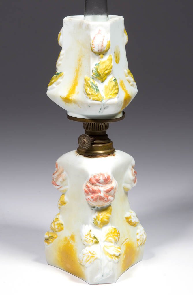 BISQUE FLORAL EMBOSSED MINIATURE LAMP (1 of 1)