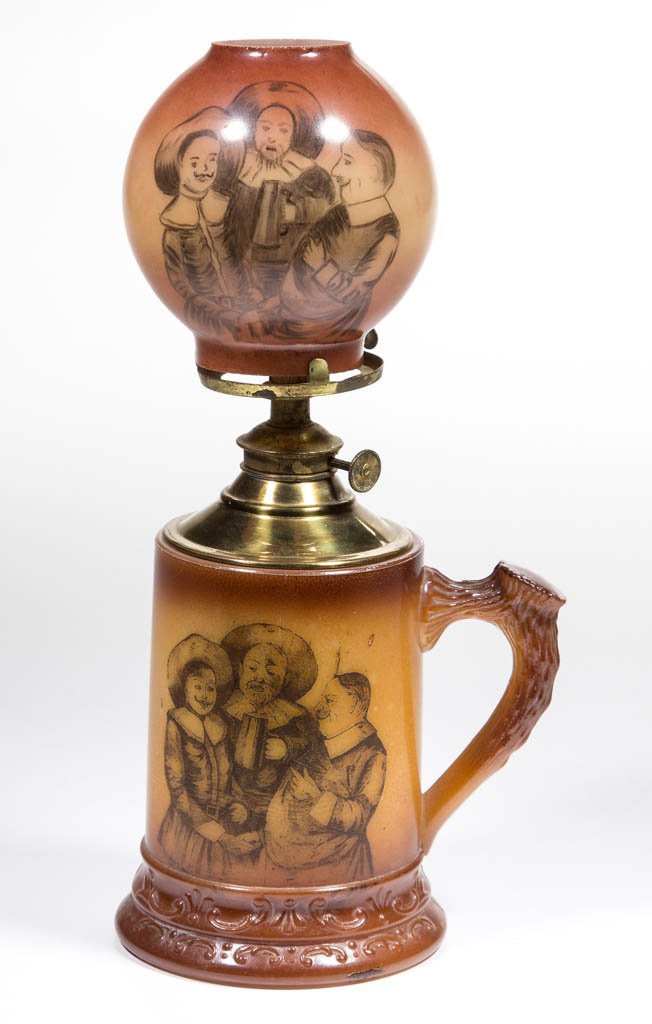 GLASS DECORATED TANKARD FIGURAL JUNIOR VASE LAMP (1 of 1)