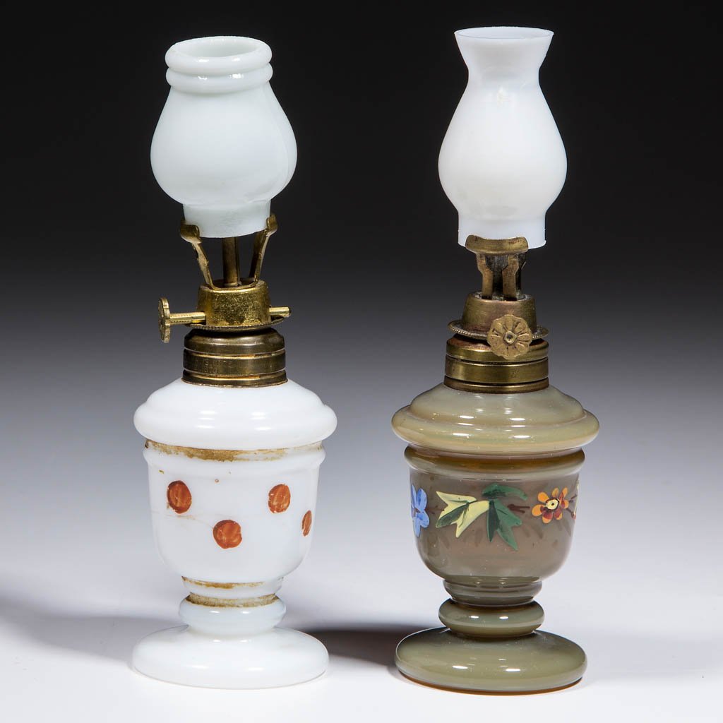 ASSORTED BLOWN-MOLDED MINIATURE STAND LAMPS, LOT OF TWO (1 of 1)