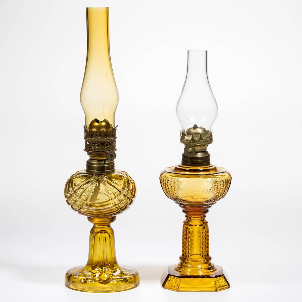 ASSORTED PATTERN MINIATURE STAND LAMPS, LOT OF TWO (1 of 1)