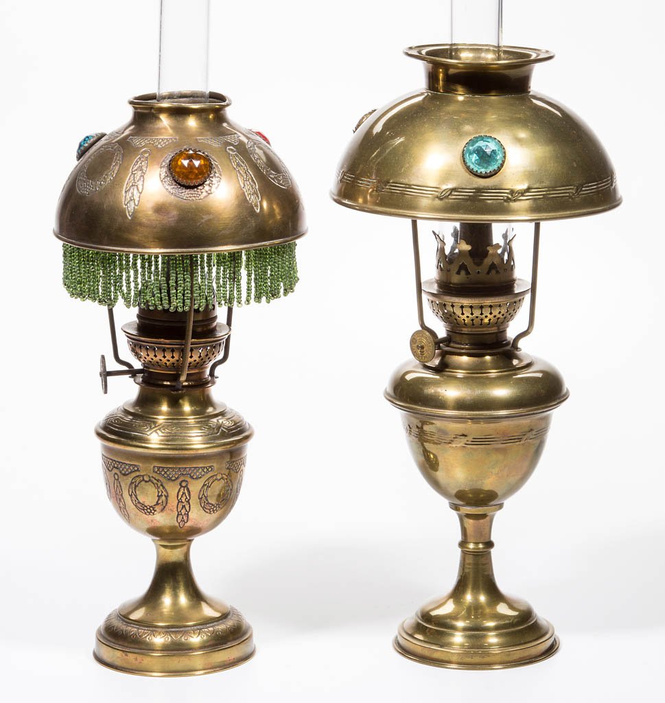 BRASS IMPRESSED PATTERNED MINIATURE STAND LAMPS, LOT OF (1 of 1)