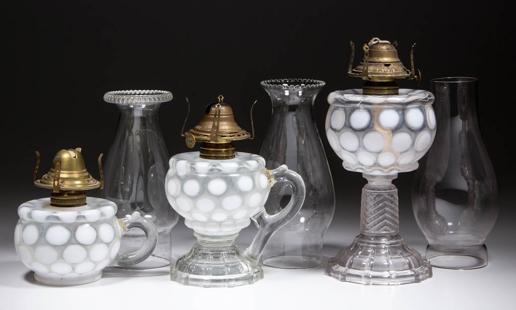 ASSORTED COINSPOT KEROSENE LAMPS, LOT OF THREE (1 of 1)