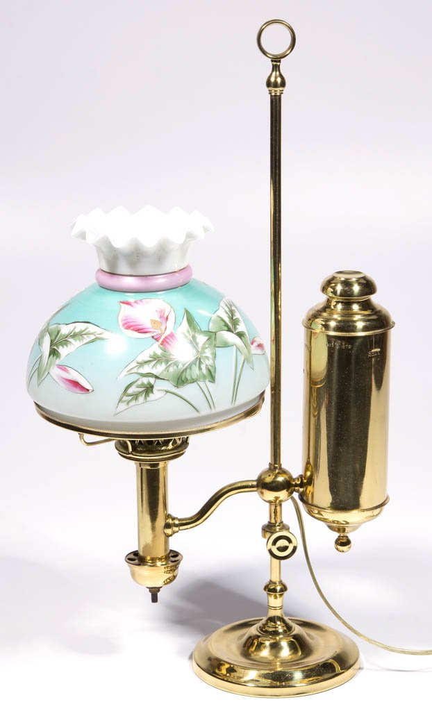 C. A. KLEEMAN BRASS KEROSENE SINGLE-ARM STUDENT LAMP (1 of 1)