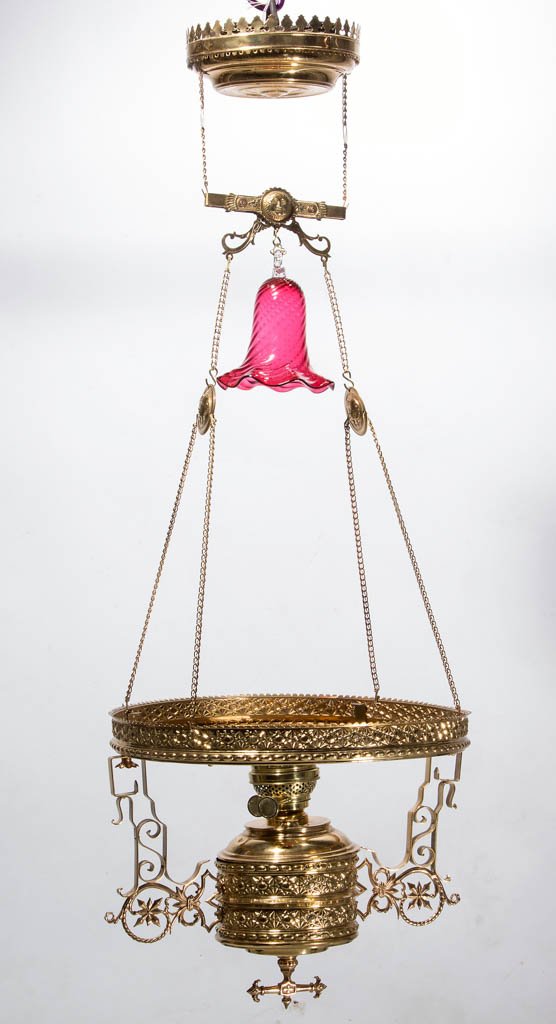 ANSONIA BRASS & COPPER CO. BRASS KEROSENE HANGING (1 of 3)
