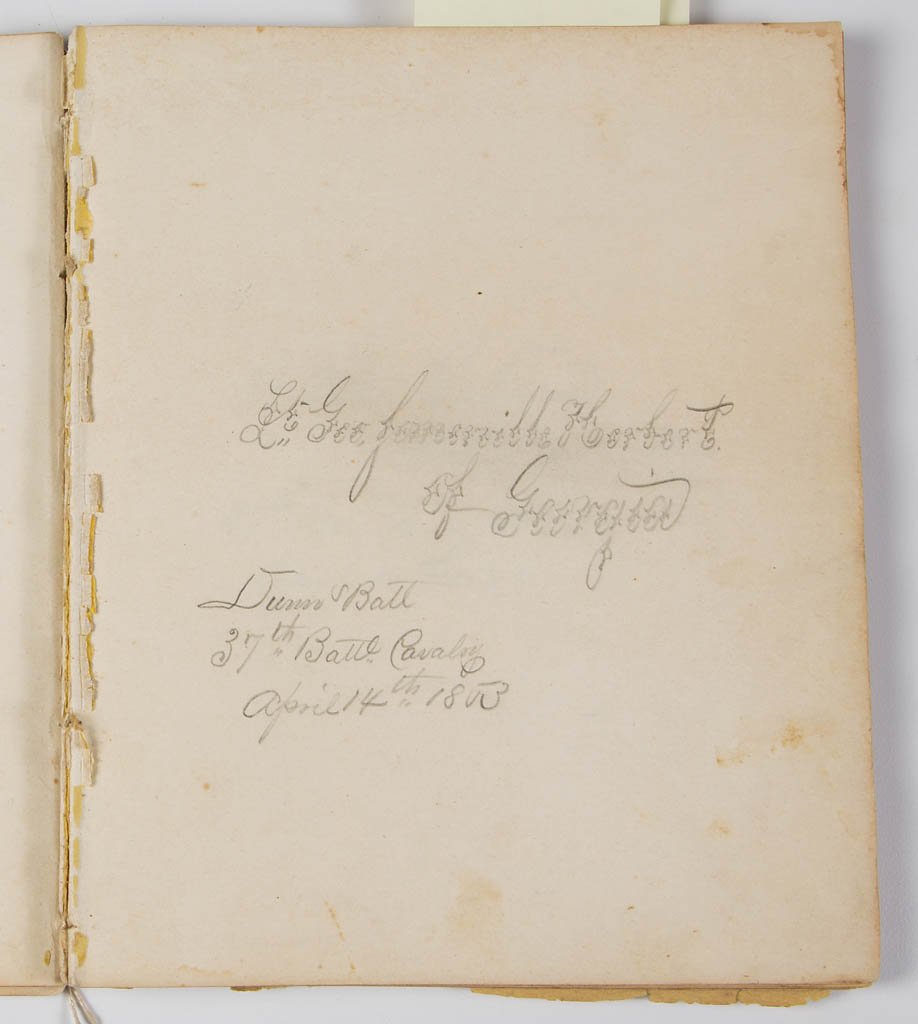 SKEEN FAMILY, ALLEGHANY CO., VALLEY OF VIRGINIA: SKEEN FAMILY, ALLEGHANY CO., VALLEY OF VIRGINIA FRIENDSHIP ALBUM, including four inscriptions by members of Dunn's Battalion, Confederate Partisan Rangers, Virginia Cavalry, on April 14, 1863, compris