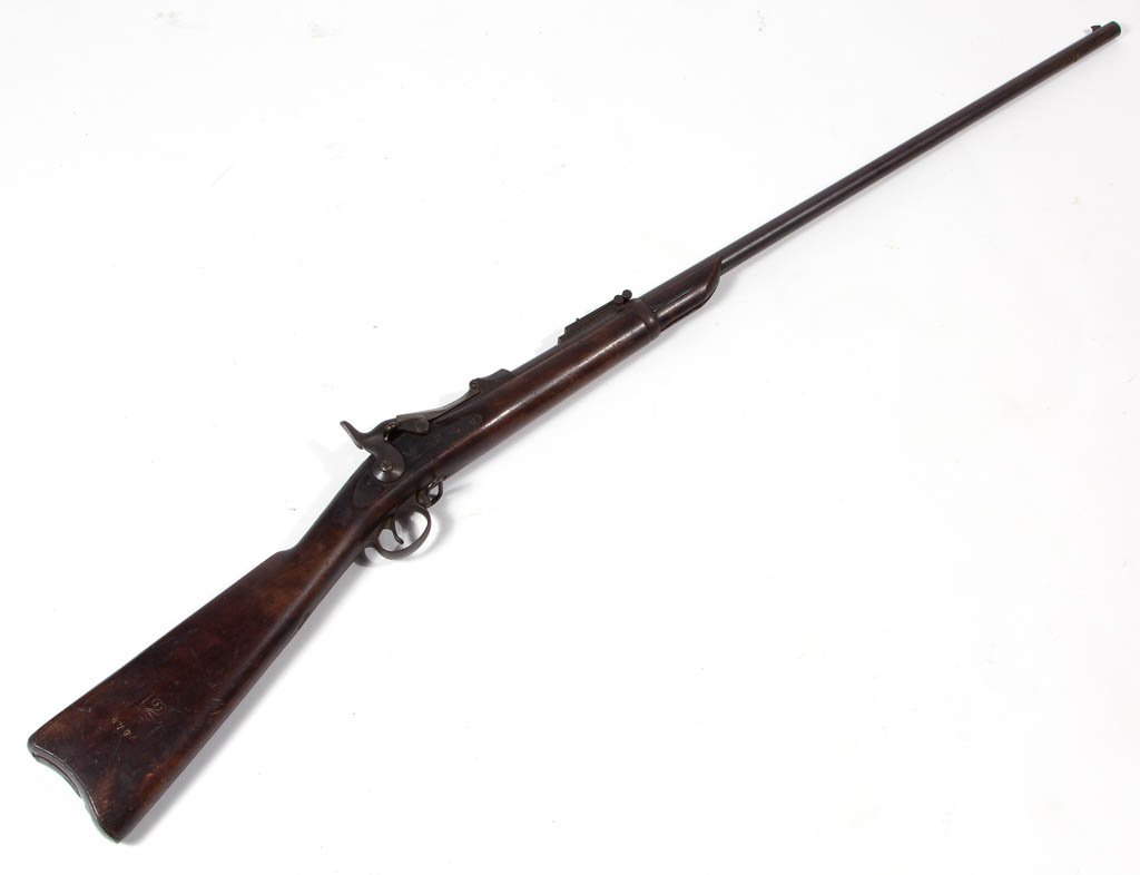 U.S. SPRINGFIELD MODEL 1884 TRAPDOOR RIFLE: U.S. SPRINGFIELD MODEL 1884 TRAPDOOR RIFLE, with "U.S. / SPRINGFIELD" to plate, inspector's cartouche with date "1891" to reverse of grip, marked to trapdoor "U.S. / MODEL / 1884", serial number 23841