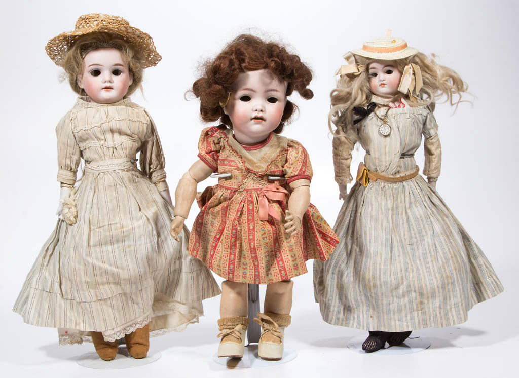 ASSORTED GERMAN BISQUE-HEAD DOLLS, LOT OF THREE (1 of 5)