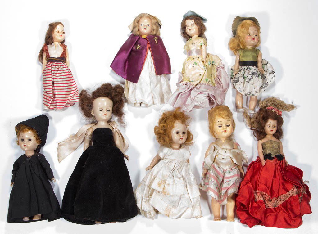 AMERICAN HARD PLASTIC DOLLS, LOT OF NINE (1 of 1)