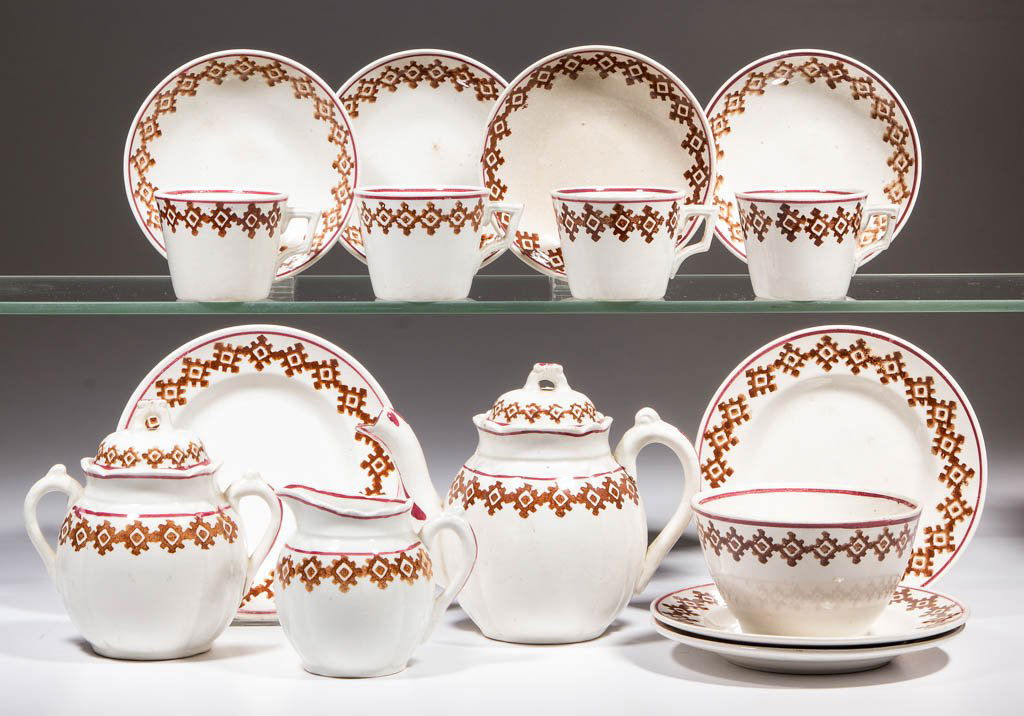 ENGLISH STICK-SPATTER CHILDREN'S TOY CERAMIC TEA SET, (1 of 1)