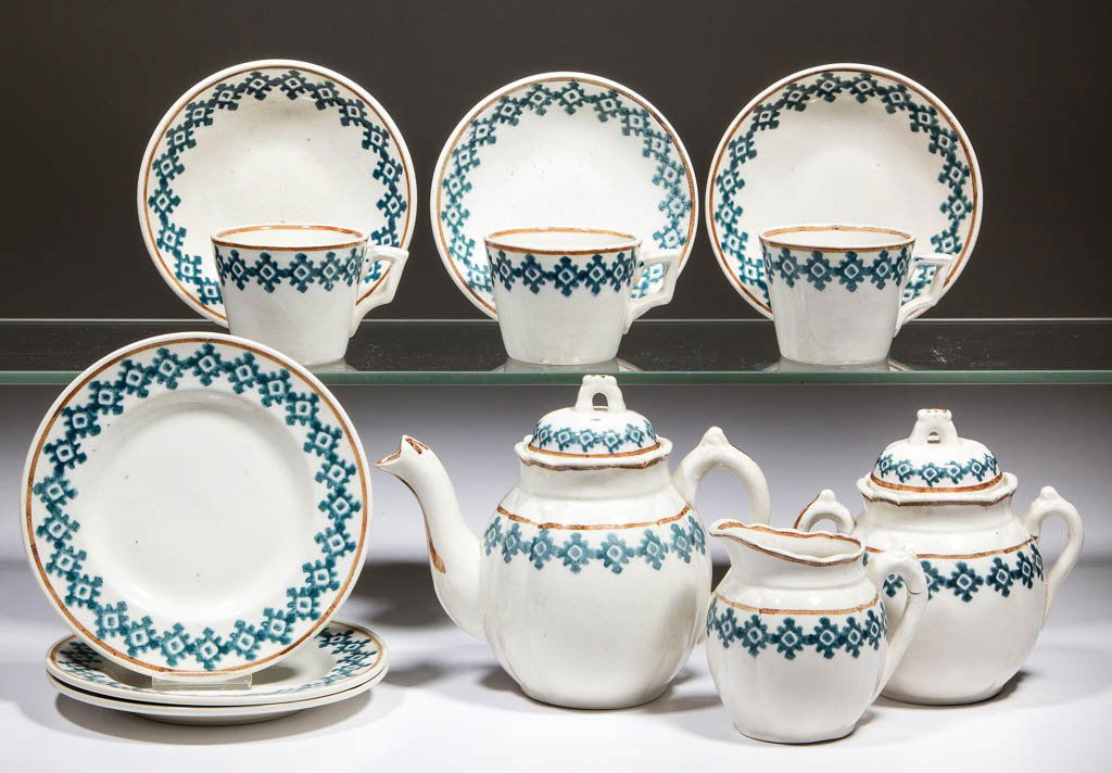 ENGLISH STICK-SPATTER CHILDREN'S TOY CERAMIC TEA SET, (1 of 1)