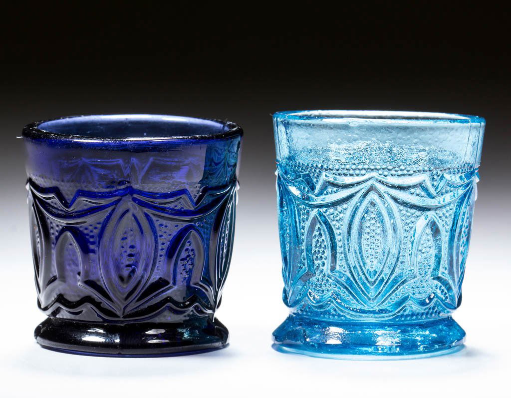 PRESSED LACY POINTED OVAL TOY TUMBLERS, LOT OF TWO (1 of 1)