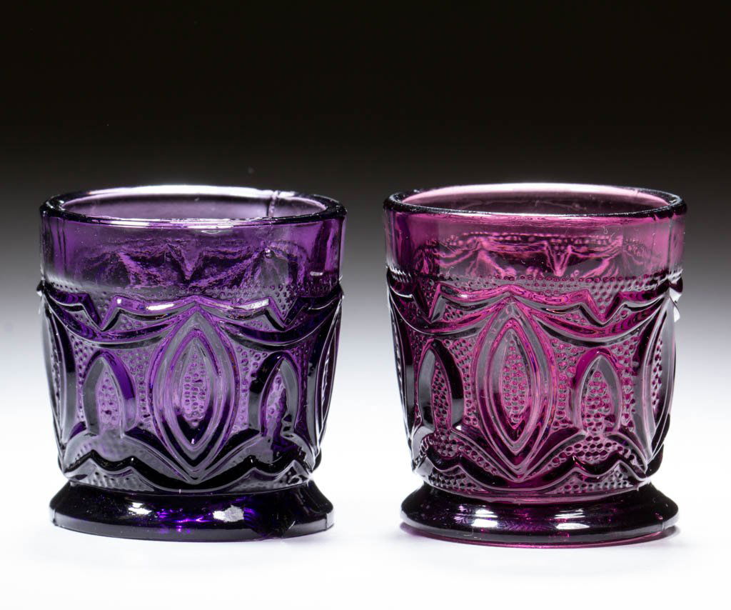 PRESSED LACY POINTED OVAL TOY TUMBLERS, LOT OF TWO (1 of 1)