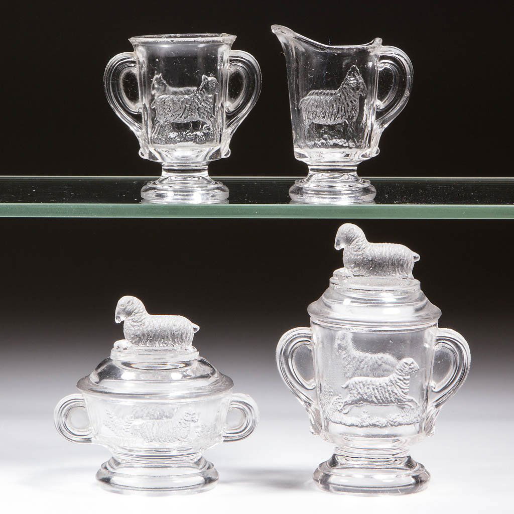 LAMB CHILDREN'S GLASS TOY FOUR-PIECE TABLE SET (1 of 1)