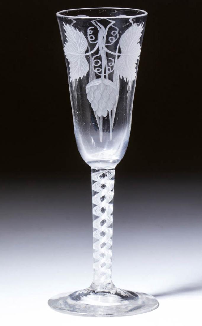 ENGLISH FREE-BLOWN AND ENGRAVED AIR-TWIST ALE GLASS (1 of 1)