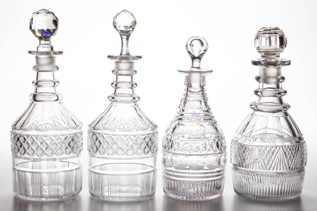 ASSORTED ANGLO / IRISH CUT GLASS DECANTERS, LOT OF FOUR (1 of 1)