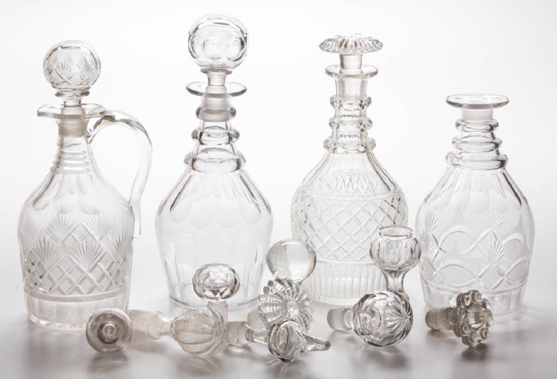 ASSORTED EARLY CUT QUART DECANTERS, LOT OF FOUR (1 of 1)