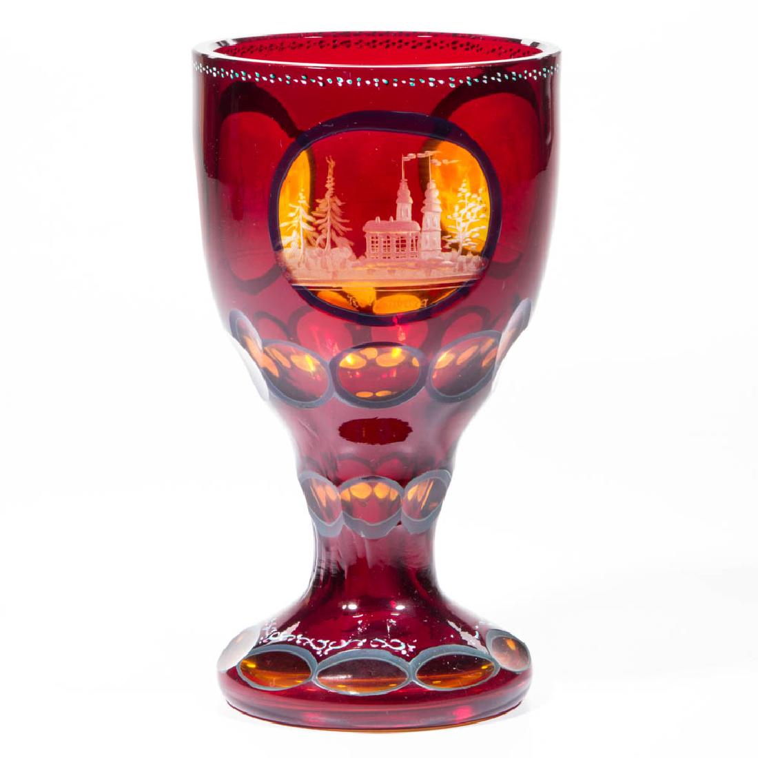 BOHEMIAN CUT AND ENGRAVED SOUVENIR GOBLET (1 of 4)