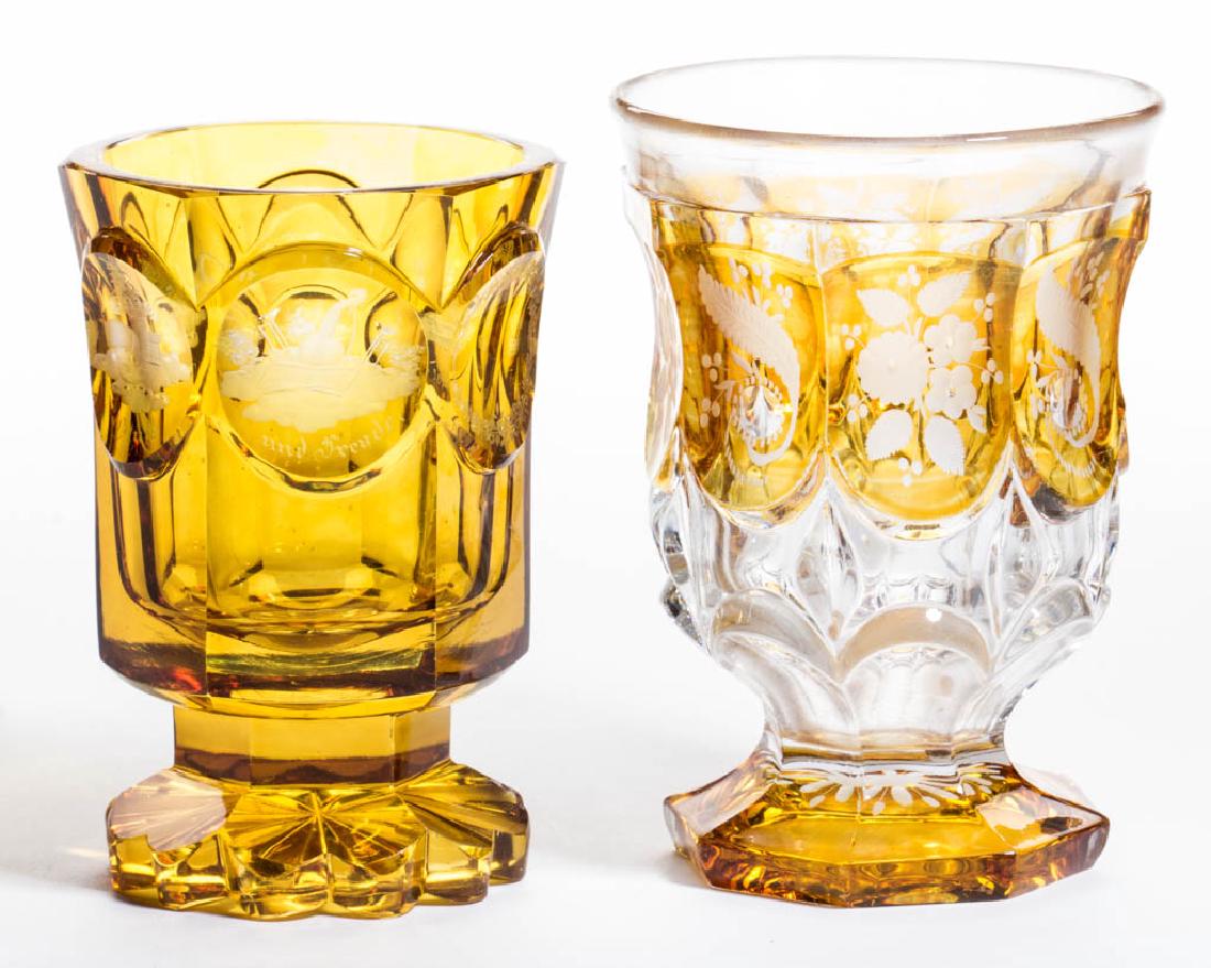 ASSORTED BOHEMIAN ENGRAVED GLASS ARTICLES, LOT OF TWO (1 of 2)