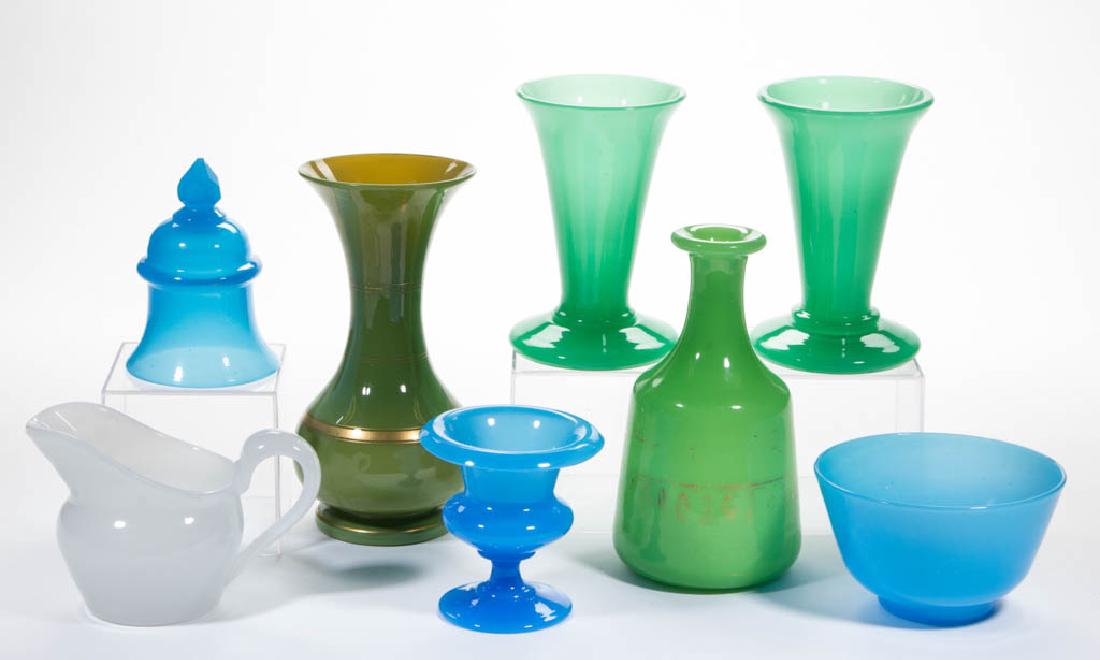 ASSORTED OPALINE GLASS ARTICLES, LOT OF EIGHT (1 of 1)