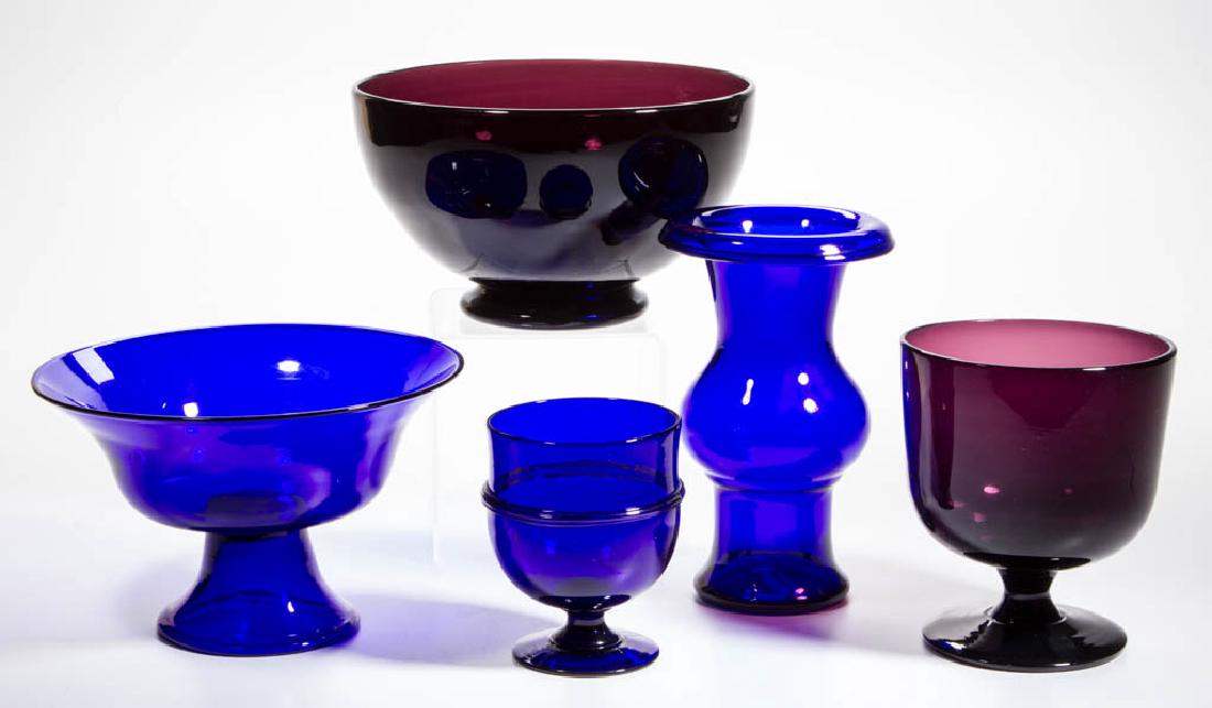 ASSORTED FREE-BLOWN ARTICLES, LOT OF FIVE (1 of 1)