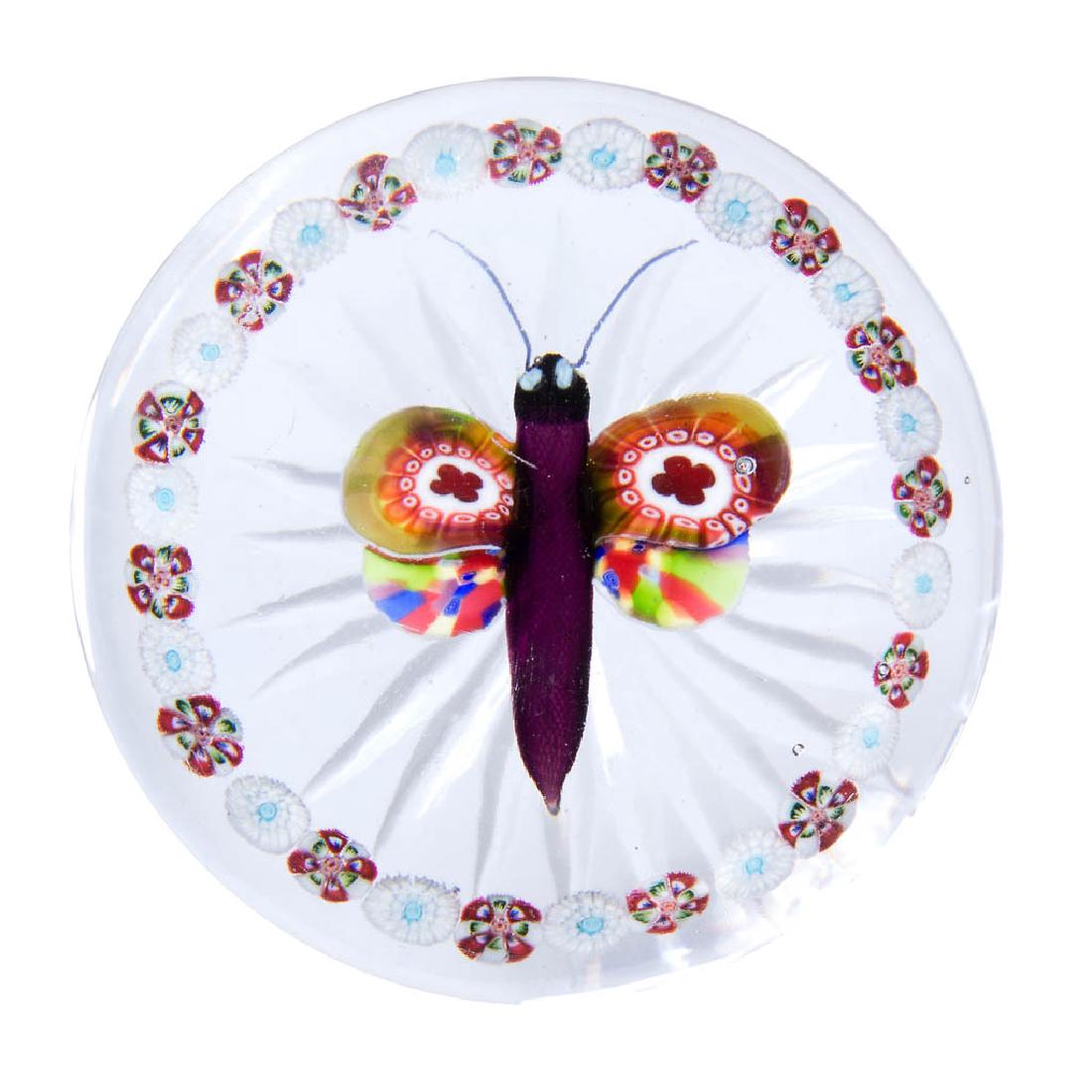 ANTIQUE BACCARAT MILLEFIORI BUTTERFLY PAPERWEIGHT (1 of 1)