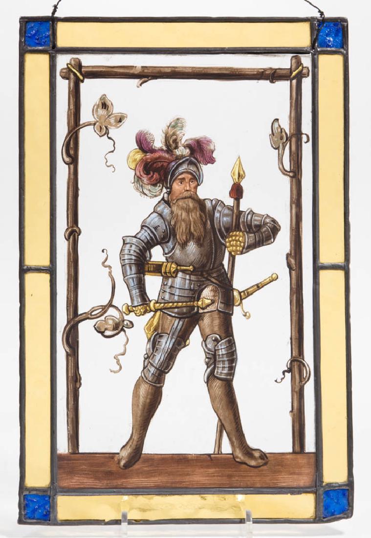 LEADED GLASS AND ENAMEL-DECORATED WINDOW PANE (1 of 1)