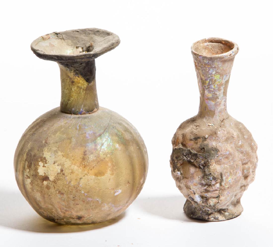 ANCIENT ROMAN GLASS FLASKS, LOT OF TWO (1 of 2)